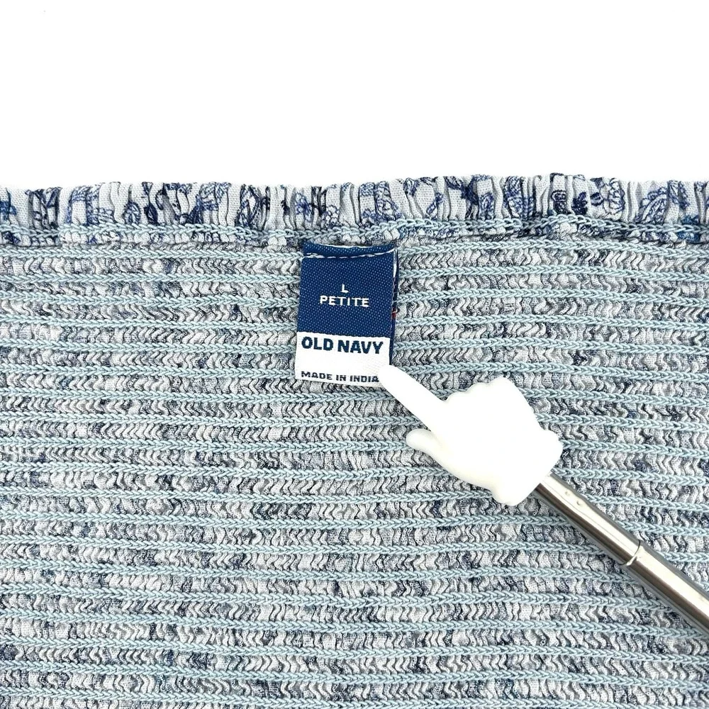 Cottagecore Blue Floral Peasant Top L Petite‎ Puff Sleeve Milkmaid Boho Romantic